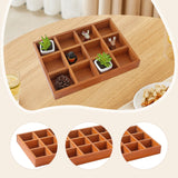 Maxbell Wooden 12 Grids Jewelry Storage Tray for Small Potted Plants Multifunctional Brown