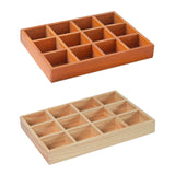 Maxbell Wooden 12 Grids Jewelry Storage Tray for Small Potted Plants Multifunctional Brown