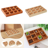 Maxbell Wooden 12 Grids Jewelry Storage Tray for Small Potted Plants Multifunctional Brown