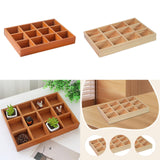 Maxbell Wooden 12 Grids Jewelry Storage Tray for Small Potted Plants Multifunctional Brown