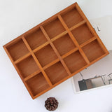 Maxbell Wooden 12 Grids Jewelry Storage Tray for Small Potted Plants Multifunctional Brown