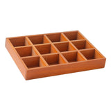 Maxbell Wooden 12 Grids Jewelry Storage Tray for Small Potted Plants Multifunctional Brown