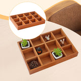 Maxbell Wooden 12 Grids Jewelry Storage Tray for Small Potted Plants Multifunctional Brown