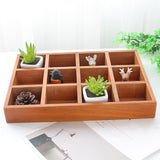 Maxbell Wooden 12 Grids Jewelry Storage Tray for Small Potted Plants Multifunctional Brown