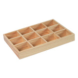 Maxbell Wooden 12 Grids Jewelry Storage Tray for Small Potted Plants Multifunctional Light Brown