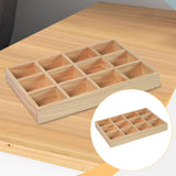 Maxbell Wooden 12 Grids Jewelry Storage Tray for Small Potted Plants Multifunctional Light Brown