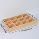 Maxbell Wooden 12 Grids Jewelry Storage Tray for Small Potted Plants Multifunctional Light Brown