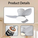 Maxbell Ceiling Fan with Light Modern Simple Dimmable for Kitchen Living Room Garage White