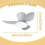 Maxbell Ceiling Fan with Light Modern Simple Dimmable for Kitchen Living Room Garage White