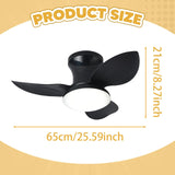 Maxbell Ceiling Fan with Light Modern Simple Dimmable for Kitchen Living Room Garage Black