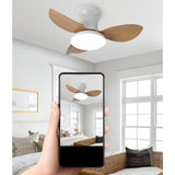 Maxbell Ceiling Fan with Light Modern Simple Dimmable for Kitchen Living Room Garage Light Wood