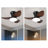 Maxbell Ceiling Fan with Light Modern Simple Dimmable for Kitchen Living Room Garage Dark Wood