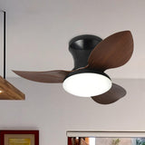 Maxbell Ceiling Fan with Light Modern Simple Dimmable for Kitchen Living Room Garage Dark Wood