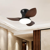 Maxbell Ceiling Fan with Light Modern Simple Dimmable for Kitchen Living Room Garage Dark Wood