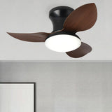 Maxbell Ceiling Fan with Light Modern Simple Dimmable for Kitchen Living Room Garage Dark Wood