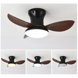 Maxbell Ceiling Fan with Light Modern Simple Dimmable for Kitchen Living Room Garage Dark Wood