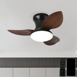 Maxbell Ceiling Fan with Light Modern Simple Dimmable for Kitchen Living Room Garage Dark Wood