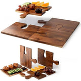 Maxbell Wooden Puzzle Cutting Board Portable Food Platter for Fruits Cupcake Veggies