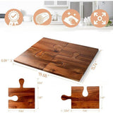 Maxbell Wooden Puzzle Cutting Board Portable Food Platter for Fruits Cupcake Veggies