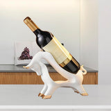 Maxbell Wine Rack Modern Table Centerpiece Cow Sculpture for Kitchen Office Entrance White