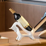 Maxbell Wine Rack Modern Table Centerpiece Cow Sculpture for Kitchen Office Entrance White