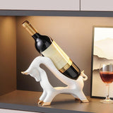 Maxbell Wine Rack Modern Table Centerpiece Cow Sculpture for Kitchen Office Entrance White