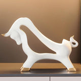 Maxbell Wine Rack Modern Table Centerpiece Cow Sculpture for Kitchen Office Entrance White