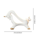Maxbell Wine Rack Modern Table Centerpiece Cow Sculpture for Kitchen Office Entrance White