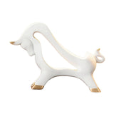 Maxbell Wine Rack Modern Table Centerpiece Cow Sculpture for Kitchen Office Entrance White