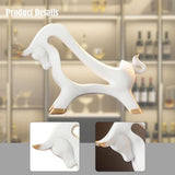Maxbell Wine Rack Modern Table Centerpiece Cow Sculpture for Kitchen Office Entrance White