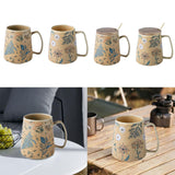 Maxbell Ceramic Coffee Mug for Home Office with Large Handle Gift Drinkware Milk Cup Flower Without Lid