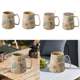 Maxbell Ceramic Coffee Mug for Home Office with Large Handle Gift Drinkware Milk Cup Flower Without Lid