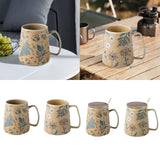 Maxbell Ceramic Coffee Mug for Home Office with Large Handle Gift Drinkware Milk Cup Flower Without Lid