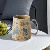 Maxbell Ceramic Coffee Mug for Home Office with Large Handle Gift Drinkware Milk Cup Flower Without Lid