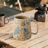 Maxbell Ceramic Coffee Mug for Home Office with Large Handle Gift Drinkware Milk Cup Flower Without Lid