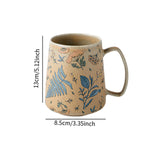 Maxbell Ceramic Coffee Mug for Home Office with Large Handle Gift Drinkware Milk Cup Flower Without Lid