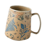 Maxbell Ceramic Coffee Mug for Home Office with Large Handle Gift Drinkware Milk Cup Flower Without Lid