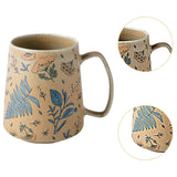 Maxbell Ceramic Coffee Mug for Home Office with Large Handle Gift Drinkware Milk Cup Flower Without Lid