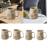 Maxbell Ceramic Coffee Mug for Home Office with Large Handle Gift Drinkware Milk Cup Flower Without Lid
