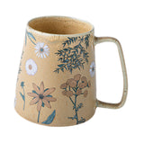 Maxbell Ceramic Coffee Mug for Home Office with Large Handle Gift Drinkware Milk Cup Daisy Without Lid