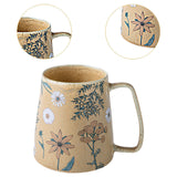 Maxbell Ceramic Coffee Mug for Home Office with Large Handle Gift Drinkware Milk Cup Daisy Without Lid