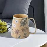 Maxbell Ceramic Coffee Mug for Home Office with Large Handle Gift Drinkware Milk Cup Daisy Without Lid