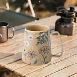 Maxbell Ceramic Coffee Mug for Home Office with Large Handle Gift Drinkware Milk Cup Daisy Without Lid