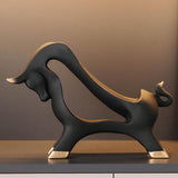 Maxbell Wine Rack Modern Table Centerpiece Cow Sculpture for Kitchen Office Entrance Black