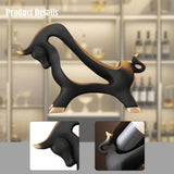 Maxbell Wine Rack Modern Table Centerpiece Cow Sculpture for Kitchen Office Entrance Black