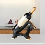Maxbell Wine Rack Modern Table Centerpiece Cow Sculpture for Kitchen Office Entrance Black