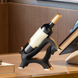Maxbell Wine Rack Modern Table Centerpiece Cow Sculpture for Kitchen Office Entrance Black