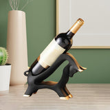 Maxbell Wine Rack Modern Table Centerpiece Cow Sculpture for Kitchen Office Entrance Black
