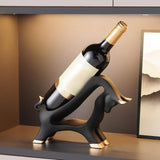 Maxbell Wine Rack Modern Table Centerpiece Cow Sculpture for Kitchen Office Entrance Black