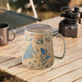 Maxbell Ceramic Coffee Mug for Home Office with Large Handle Gift Drinkware Milk Cup Flower With Lid